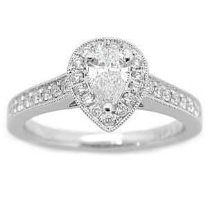 New Natural 2.38ct Briolett Cut White Sapphire 14k White Gold Wedding Ring